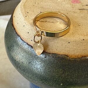 Gold Heart Charm Ring